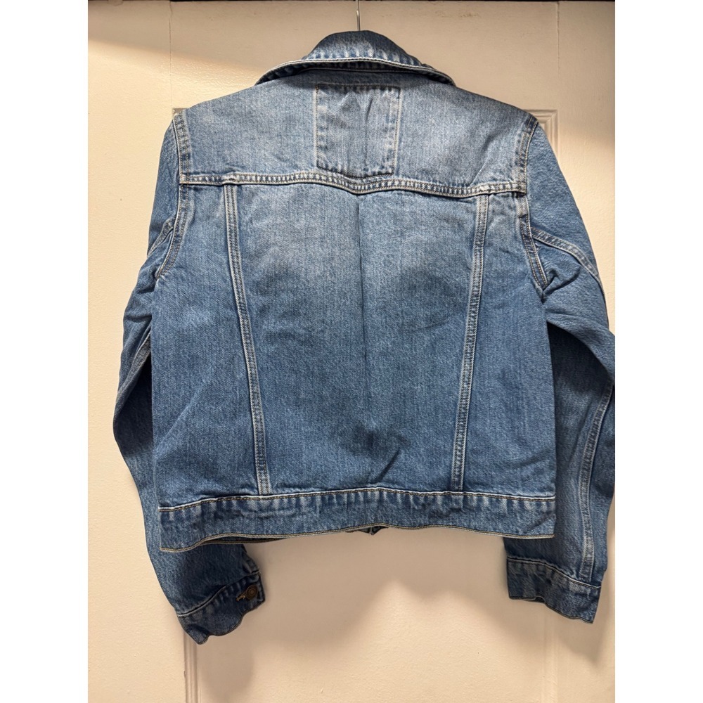 Michael Kors Womens Denim Trucker Jacket Medium Wash Blue Cotton Tencel Size S - Picture 2 of 4